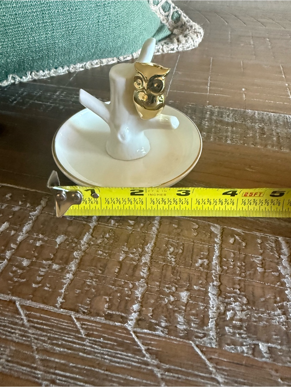 Vintage Style Ceramic Owl on Branch Ring Holder Gold Trinket Dish Decorative - Picture 2 of 3